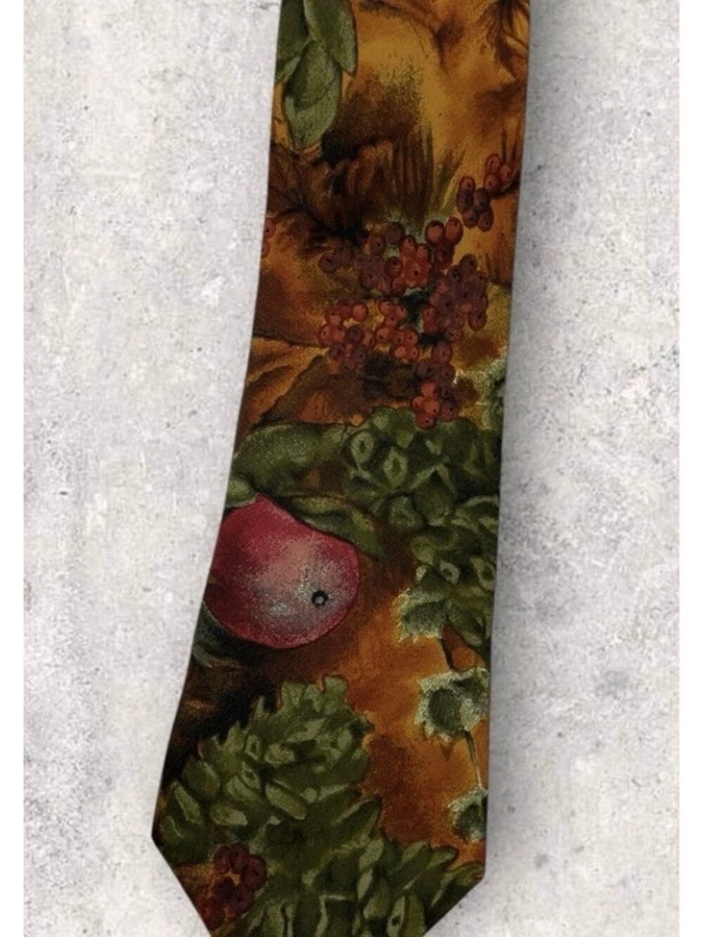 ERMENEGILDO ZEGNA Silk Tie ITALY Brown Green Fruit Leaf W:3.7" EUC - Picture 6 of 6